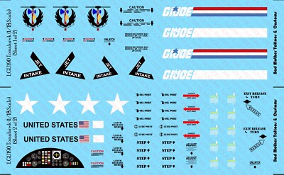 1/18 Scale GI Joe Tomahawk Waterslide Decals for 3.75 inch figs