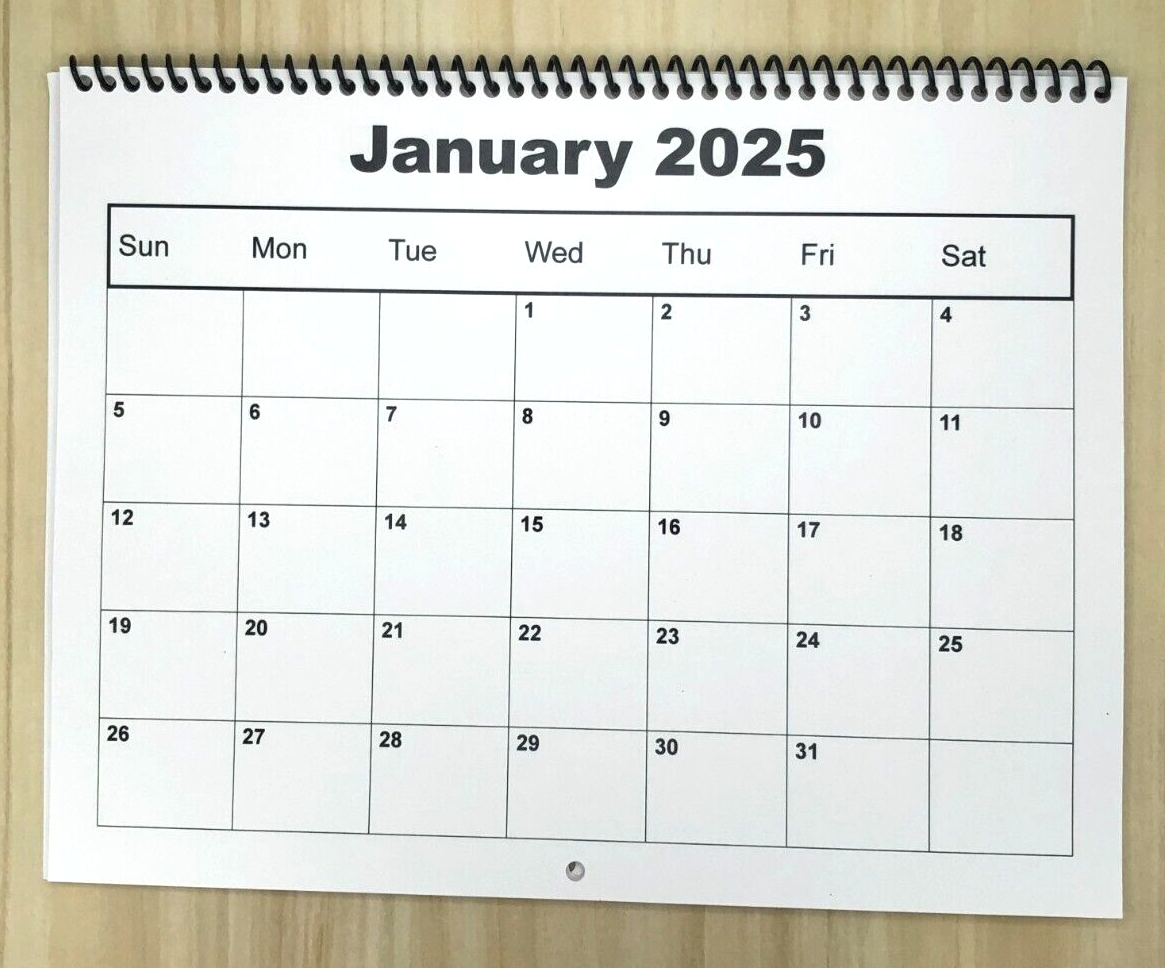 2025 Blank Calendar - 8.5 2025-blank-calendar-8-5-x-11-ready-to-decorate-stamp-design-your-way-ebay