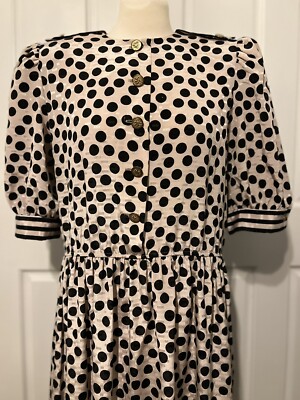 Vintage Lady Carol of New York Black Beige Polka Dot Shirt Dress M/L | eBay Vintage Lady Carol of New York Black Beige Polka Dot Shirt Dress M/L | eBay