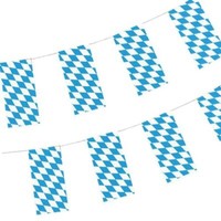5 Flaggenketten 10M Bayrisch Blau Schwer Entflammbar Wiesn Oktoberfest Bayern