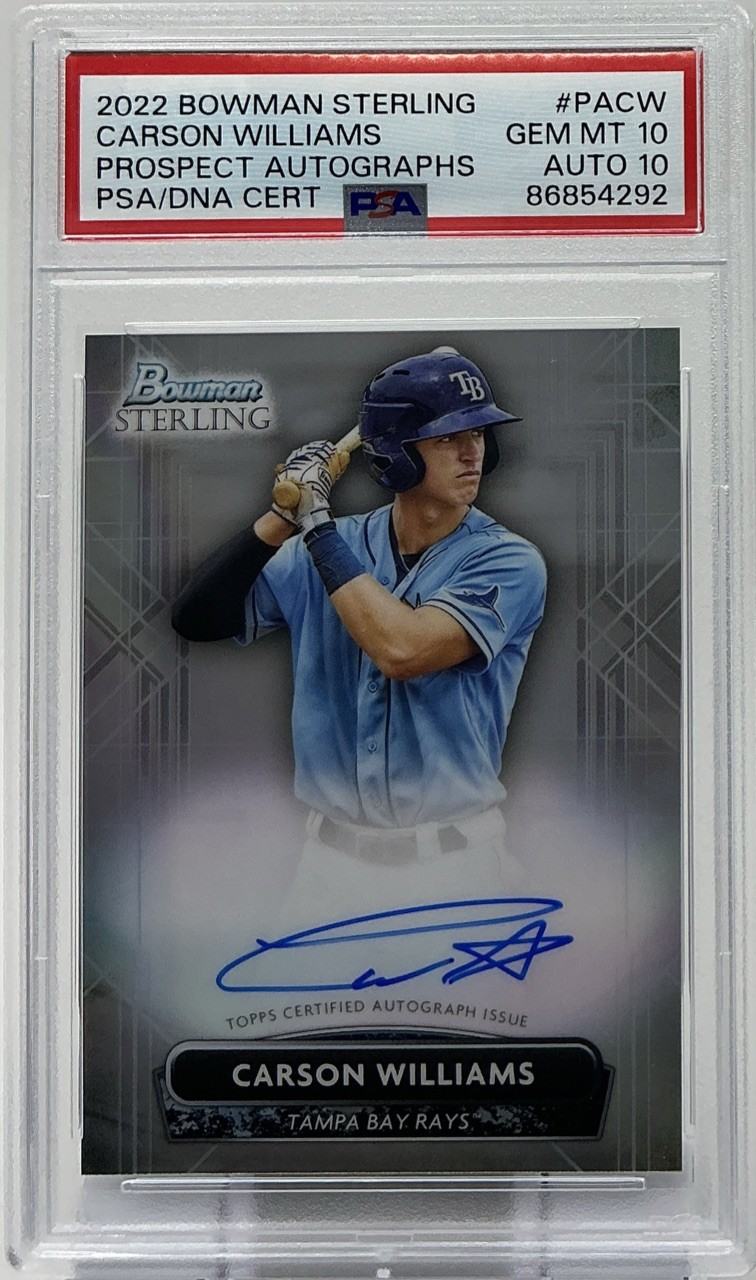 Carson Williams Rookie Auto PSA 10/10- 2022 Bowman Sterling Prospects -Rays SS