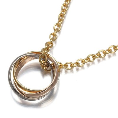 Auth Cartier Necklace Trinity 3color Forsa Chain 18K YG/WG/PG