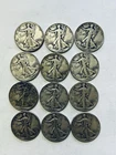 1941- 1945. Walking Liberty Half Dollar 12 Coin Lot. 4 With Mint Mark.