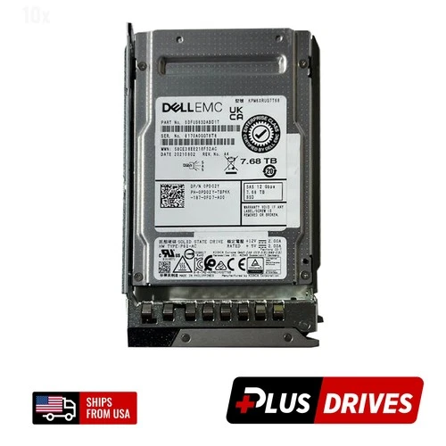 Dell 7.68TB SAS SSD 12Gbps 2.5in Read Intensive 1 DWPD TLC for Dell R650 R760