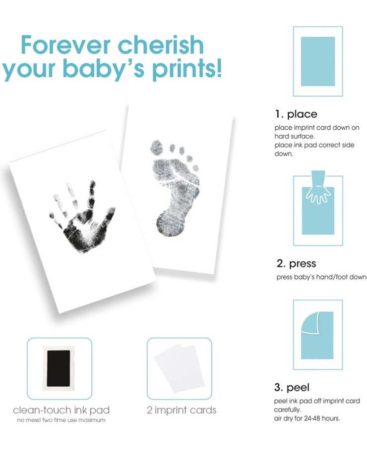 Pearhead Baby Handabdruck Rahmen - Deluxe Kit Für Babyabdrücke Grau