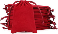 Velvet Drawstring Jewelry Bag, 50Pcs Wine Red Coin Pouch, 3X4 Dice Bag, for Wrap