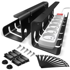 2-Pack Under Desk Cable Management Tray, Metal Mesh Cable Organizer with Clam...