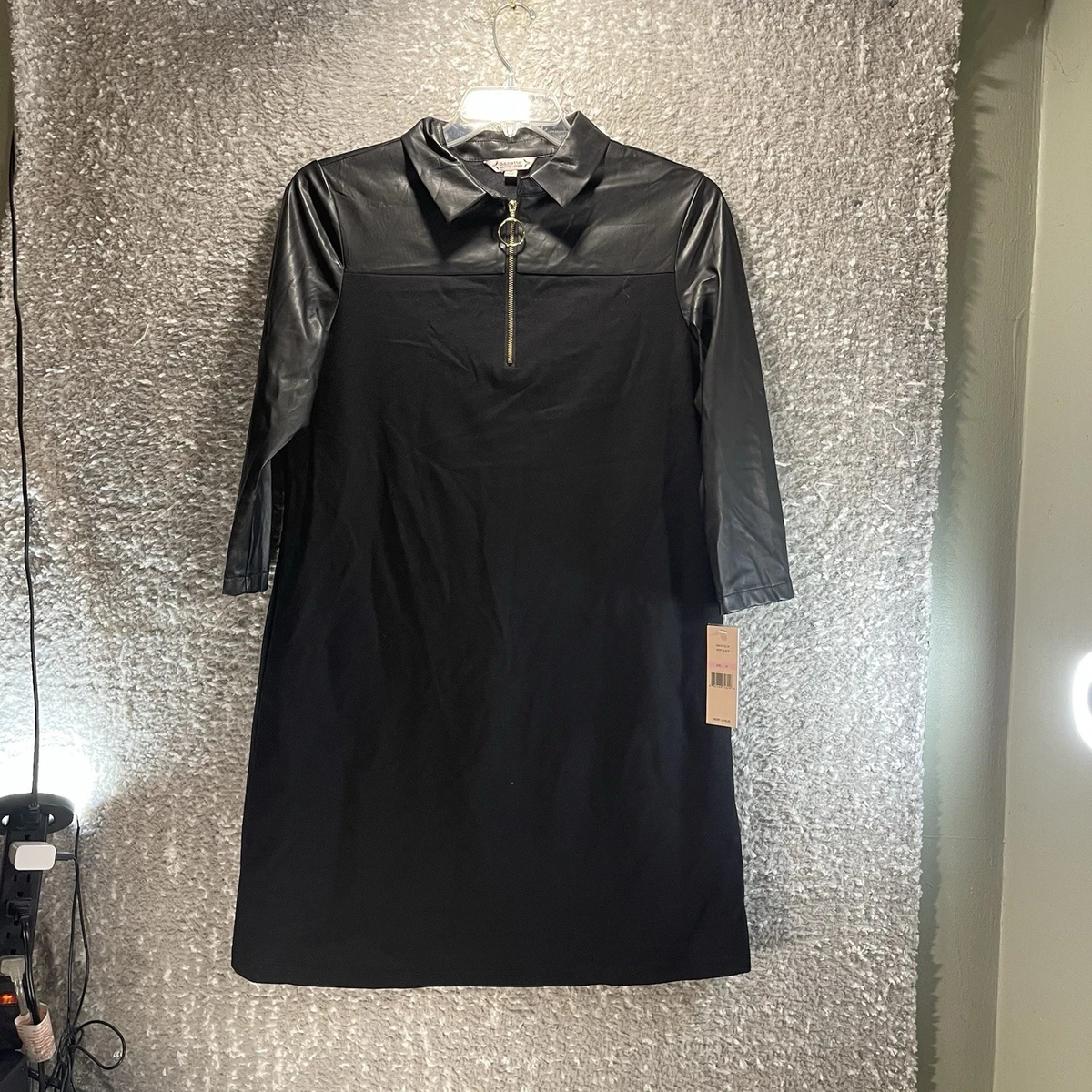 Faux Leather 3/4 Sleeve Solid Dresses for Women for sale | eBay