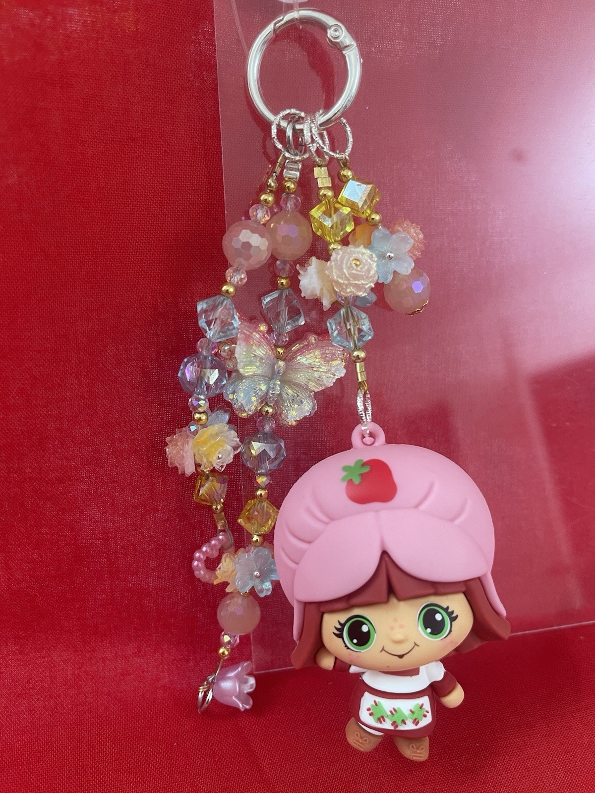 Strawberry Shortcake Crystal Bead Dangle | Large Figurine Charm