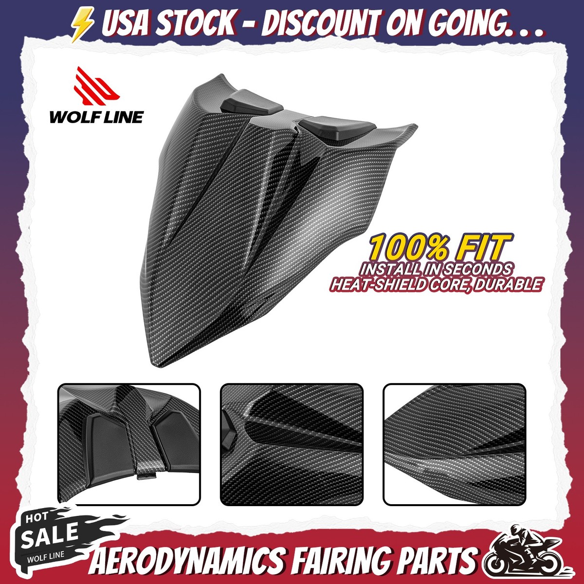 WOLFLINE Rear Seat Cowl For Kawasaki Ninja650 2017-2025 Carbon