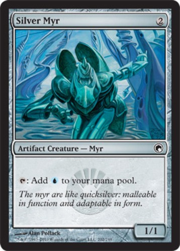 Scars of Mirrodin Silver Myr - Foil x1 Moderate Play, English Magic Mtg M:tG