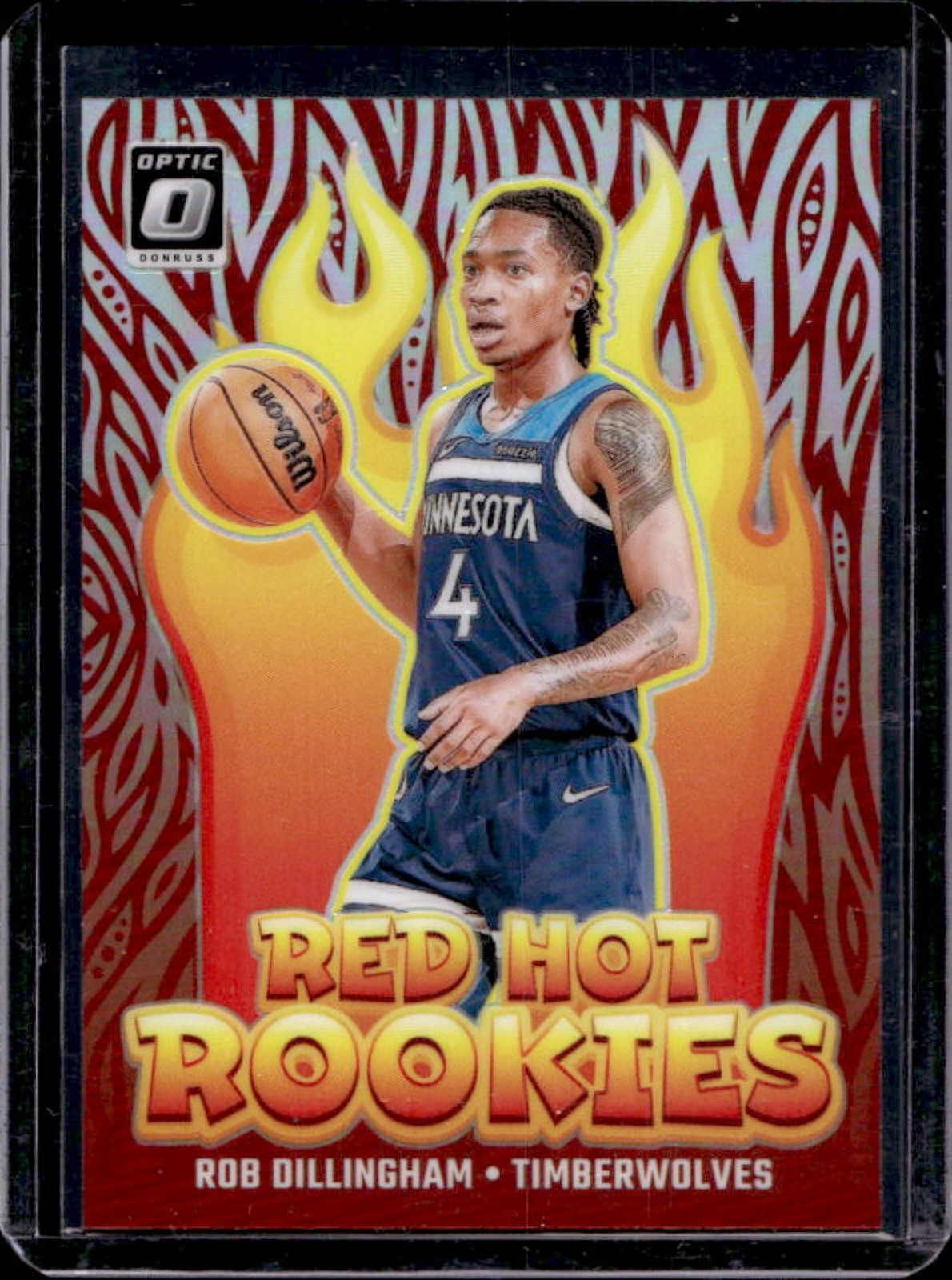 2024-25 Donruss Optic Rob Dillingham Red Hot Rookies Holo RC #7 Timberwolves