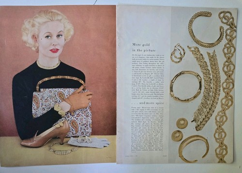 1955 Gold Trifari Bergere Coro Castlecliff vintage jewelry clipping Ad