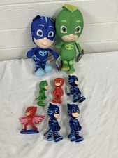 PJ Masks 8 Plush And Action Figure Lot OWLETTE, GEKKO, CATBOY