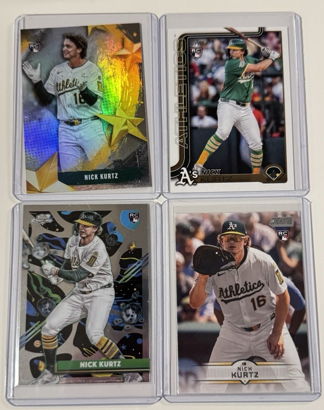 Nick Kurtz Oakland Athletics RC Lot (4) Topps Chrome/Series 2/Stadium/Cosmic