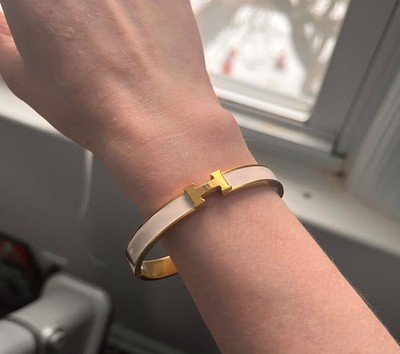 HERMÈS Clic H Bracelet White Enamel with Gold Hardware, Brand New