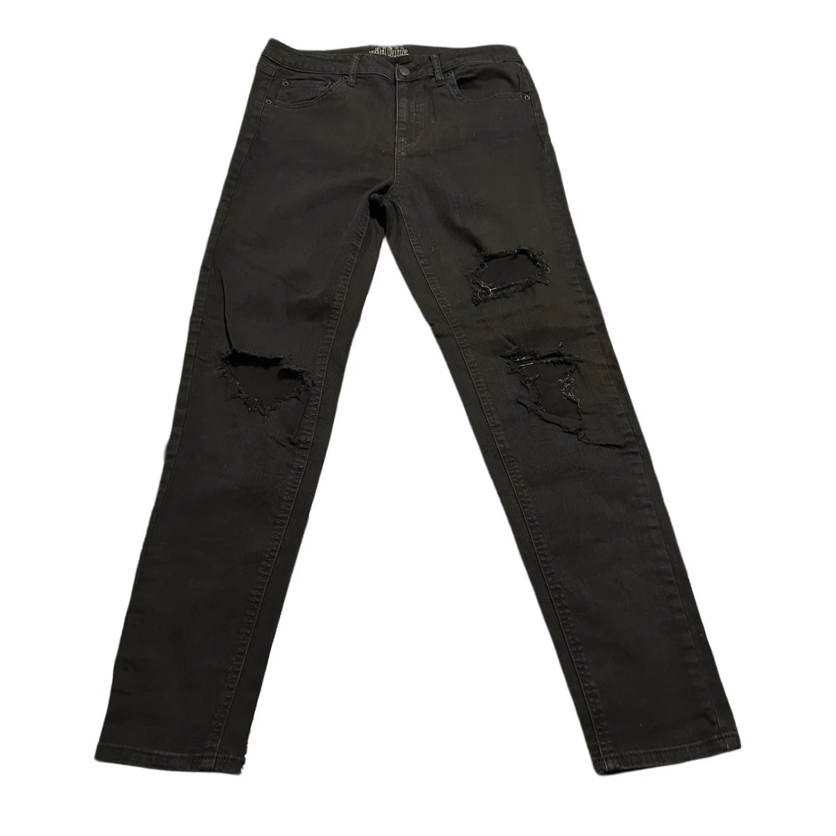 Jupe Midi Droite/crayon Wild Fable Femme Taille 10 En Jean Noir, Fermeture Zip