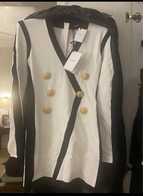 Balmain Paris Women s Juniors S Double-Breasted Blazer Jacket White/Black