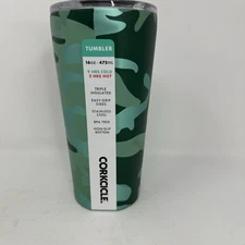 Corkcicle 16oz Coffee Tumbler Jade Camo Insulated Stainless Steel Cup