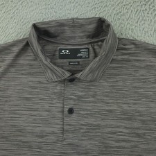 Oakley Hydrolix Polo Shirt Mens Medium Gray Stripe Golf Performance