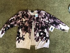 Cable  Gauge Sweater Womens XL Floral Print Cardigan Lightweight Top, New