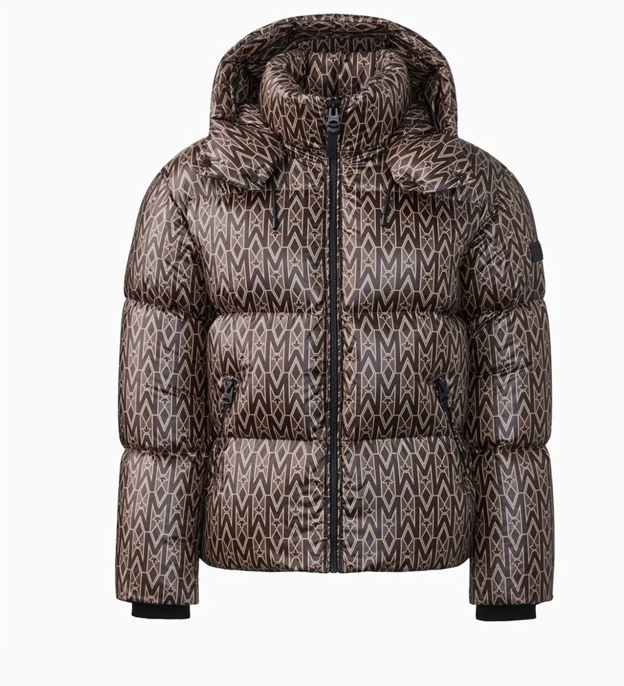 Mackage Men's KENT-MG Lustrous Light Down Jacket With Hood Size XL (42). Coffee