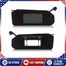 Pair Sun Visor Sun Shades Vanity Mirror Black For 97-04 Black Sun Visor Pair