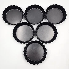 6 Pack Mini Tart Pan  - 4 Inch w/ Removable Bottom Nonstick Surface