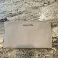 Michael Kors Beige Pebbled Wristlet with Logo, Zipper, Inner Pockets