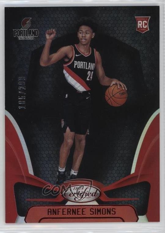 2018-19 Certified Mirror Red 105/299 Anfernee Simons #174 Rookie RC 3g6