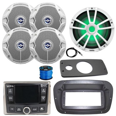 Infinity Radio, ANT, LED Sub,4x 6.5'' 225W White Speakers,Adapter, Spa Bezel
