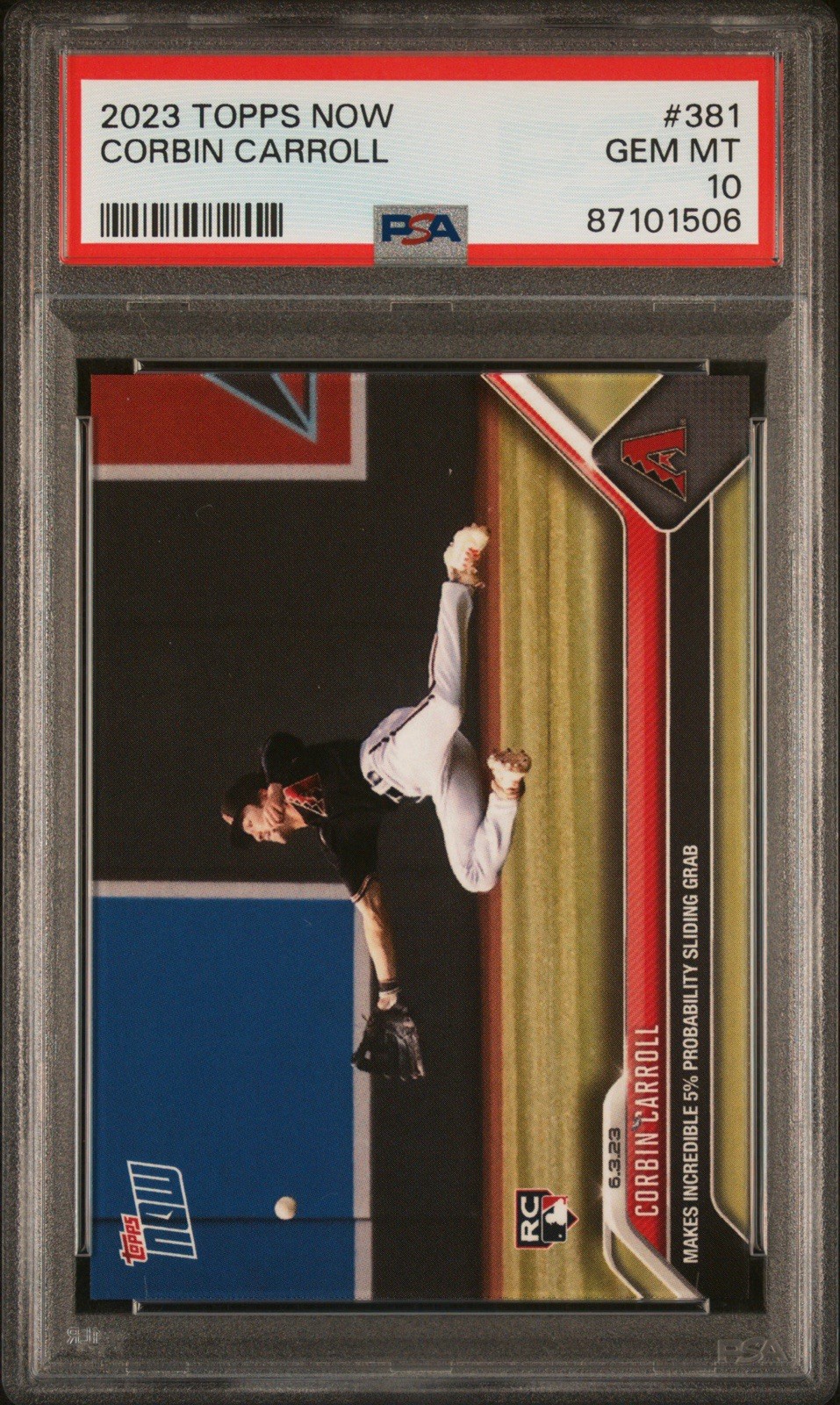 2023 Topps Now #381 Corbin Carroll RC PSA 10 GEM MINT