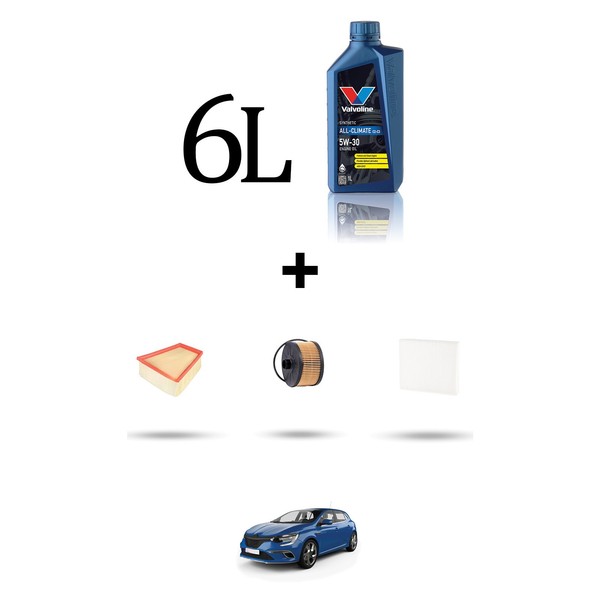 Hoffcar Wartungskit 3 Filter Und 6L ÖL FüR Renault Megane IV 1.3 Tce 117Kw Ab-image