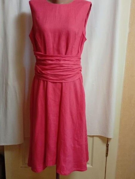 Women Hobbs Dress Red Linen 44