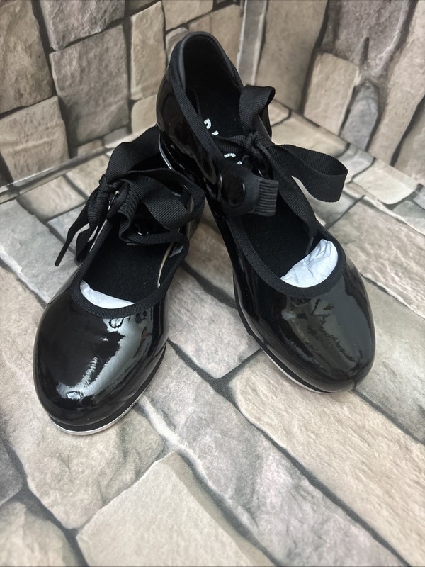 New Youth black patent leather Bloch Tap Shoes Sz 11