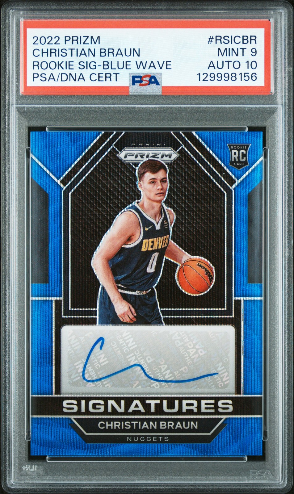 2022 PANINI PRIZM RC SIGNATURES BLUE WAVE #RSICBR CHRISTIAN BRAUN PSA 9 AUTO 10