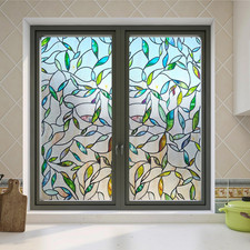 Achoice4U Stained Glass Window Film35.4 X 78.7 3D Decorative Static Cling