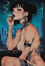 Smokeing Goth Waifu Sticker Print Artsy Glossy Vinyl Decal Smokeing Goth Waifu Sticker Print Artsy Glossy Vinyl Decal