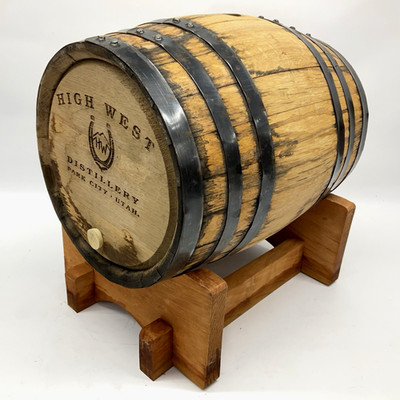 High West Distillery Wood Mini Bourbon Barrel Bar Decor Advertising Whiskey