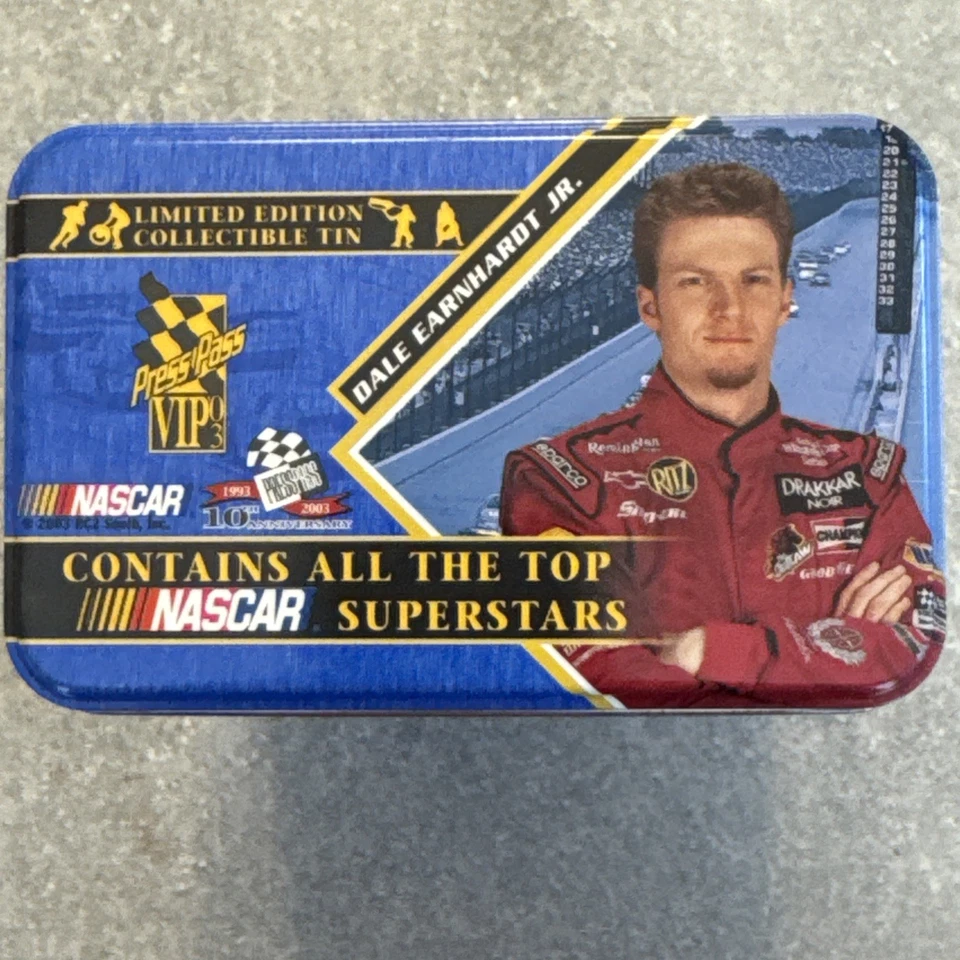 2003 Press Pass VIP NASCAR Trading Card Complete Base Set in Earnhardt Jr Tin - Image 3 of 4