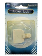Duplex Wall Jack Phone RJ11 Adapter Beige, 4-Conductor , 2-Way Phone Splitter