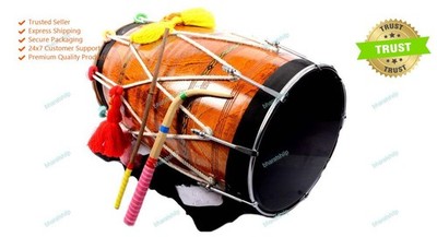 New Professional Indian Bina Bhangra Dhol No. 42 Musical Instrument With Bag
