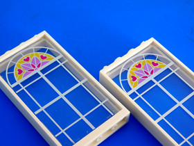 2 LEGO White Window Frames 1x4x6 Glass with Flowers Pattern Friends (41314 6202)