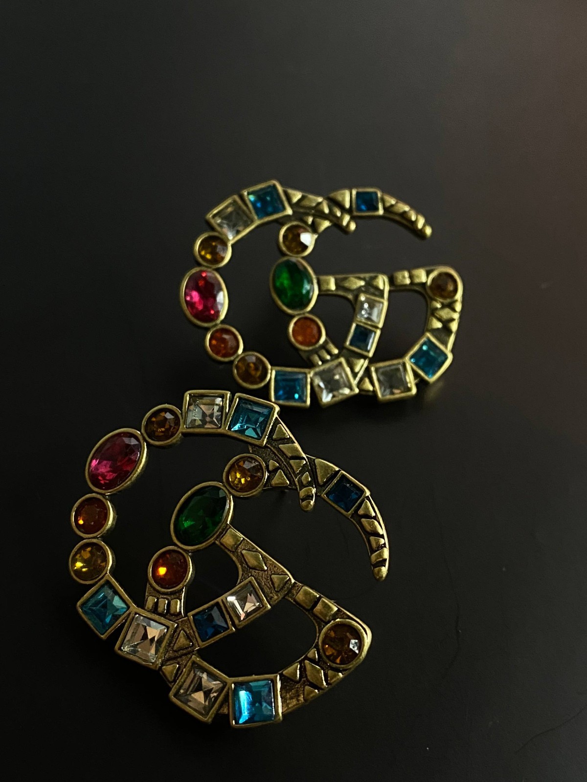 Authentic Gucci Rainbow Crystal Stud Earrings 4cm - image 3