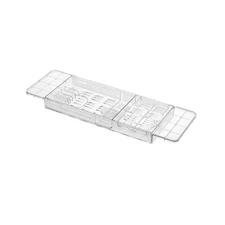 Expandable Bathtub Storage Tray Clear Bathroom Organizers for Wine Glass Tablets