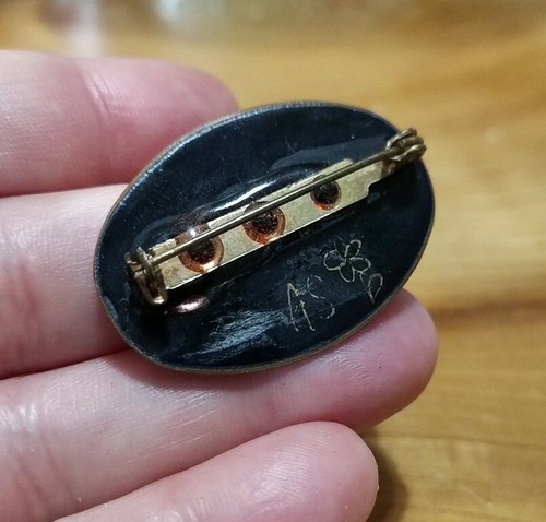3 Anita Silverstein copper Enamel pins, brooches. Textile texture - Picture 8 of 8