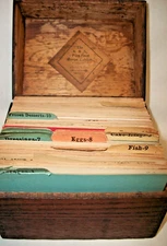 Vintage -The  A & S (Abraham & Straus) Pure Food RECIPE CABINET Wood File Box