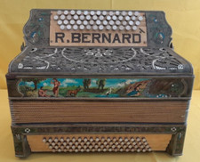 ANTIQUE BUTTON ITALIAN ACCORDION R. BERNARD Handpainted Garden of Eden
