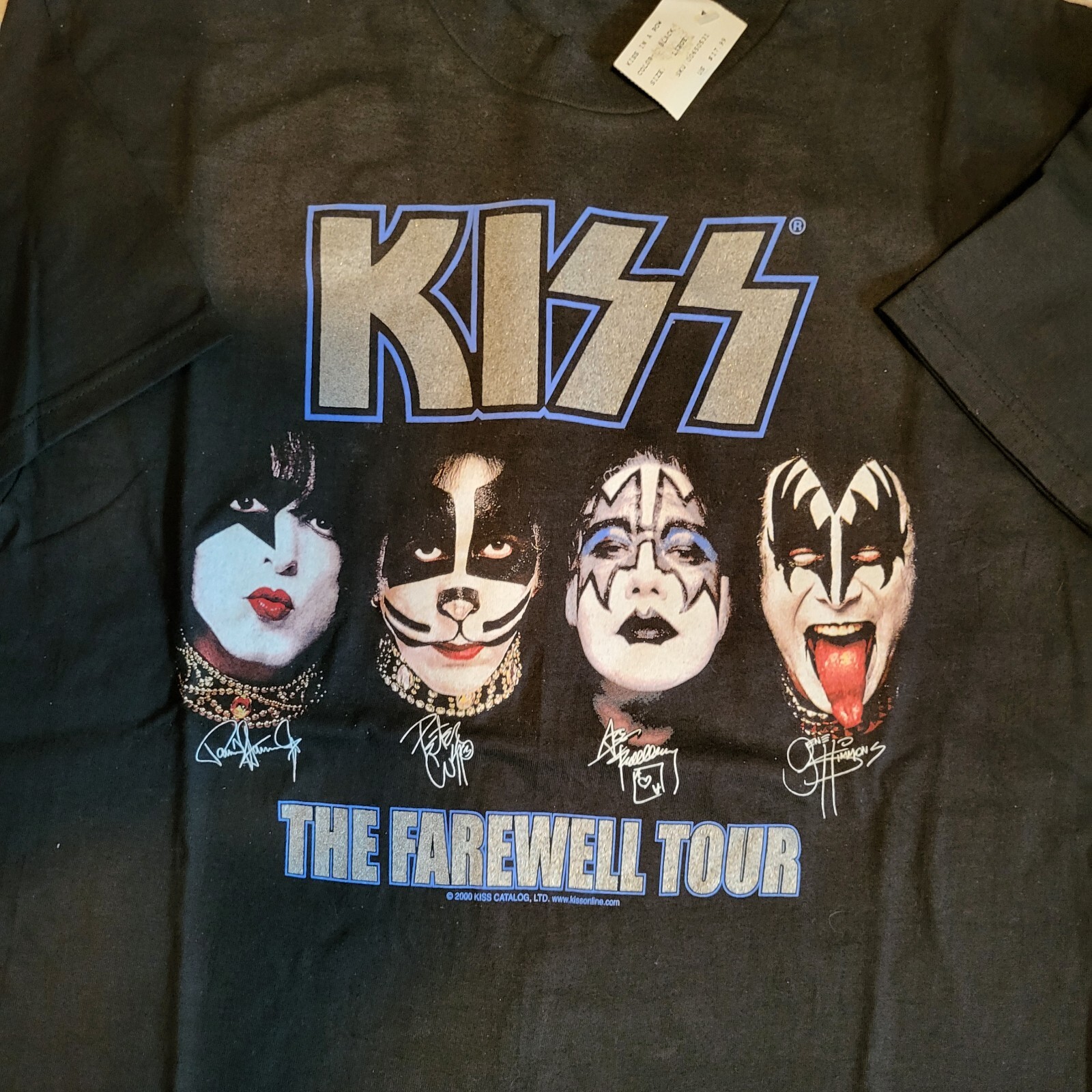 FILA Maglietta nuova con etichette Kiss All In A Row Farewell Tour 1973 2000 grande fascia vintage NOS