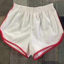 VINTAGE 1970s Track  Court Knitwear Gym Class Shorts SMALL 28 White